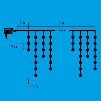 Perdea de lumini LED, 150 LED alb rece - KKF 158/WH